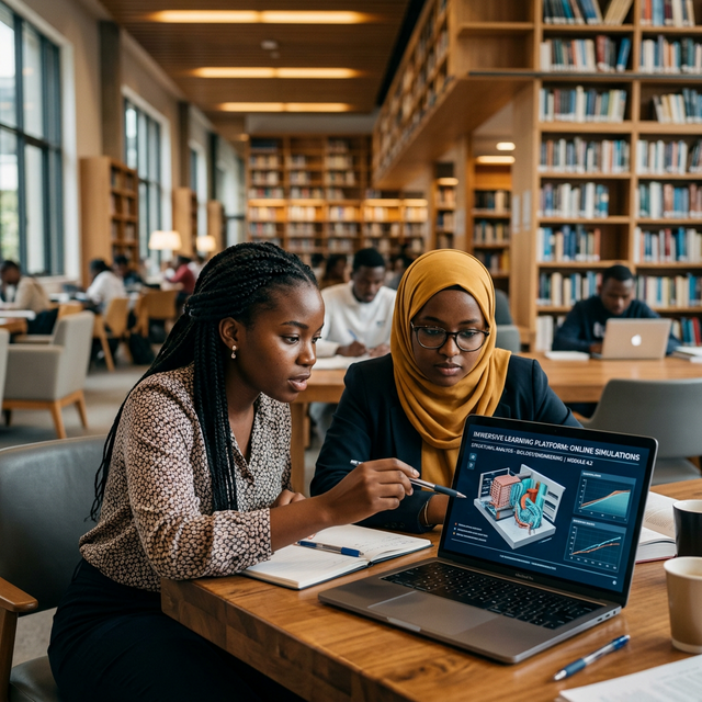 Students viewing simulation on laptop